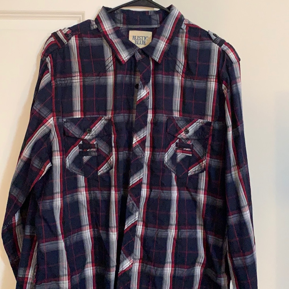 Rustic Blue Flannel Dress Shirt
